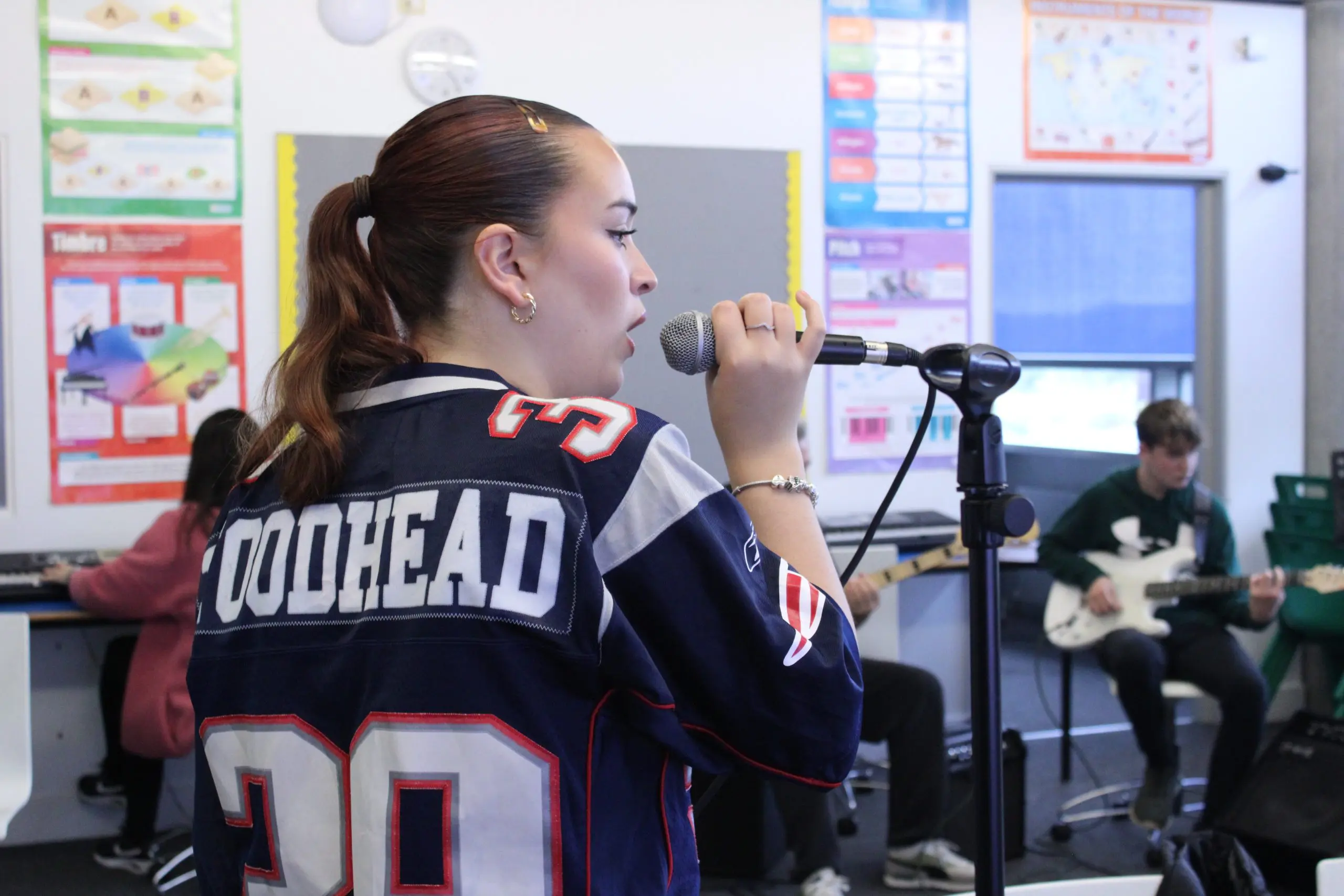 Girl singing in the Folkestone Music Lab