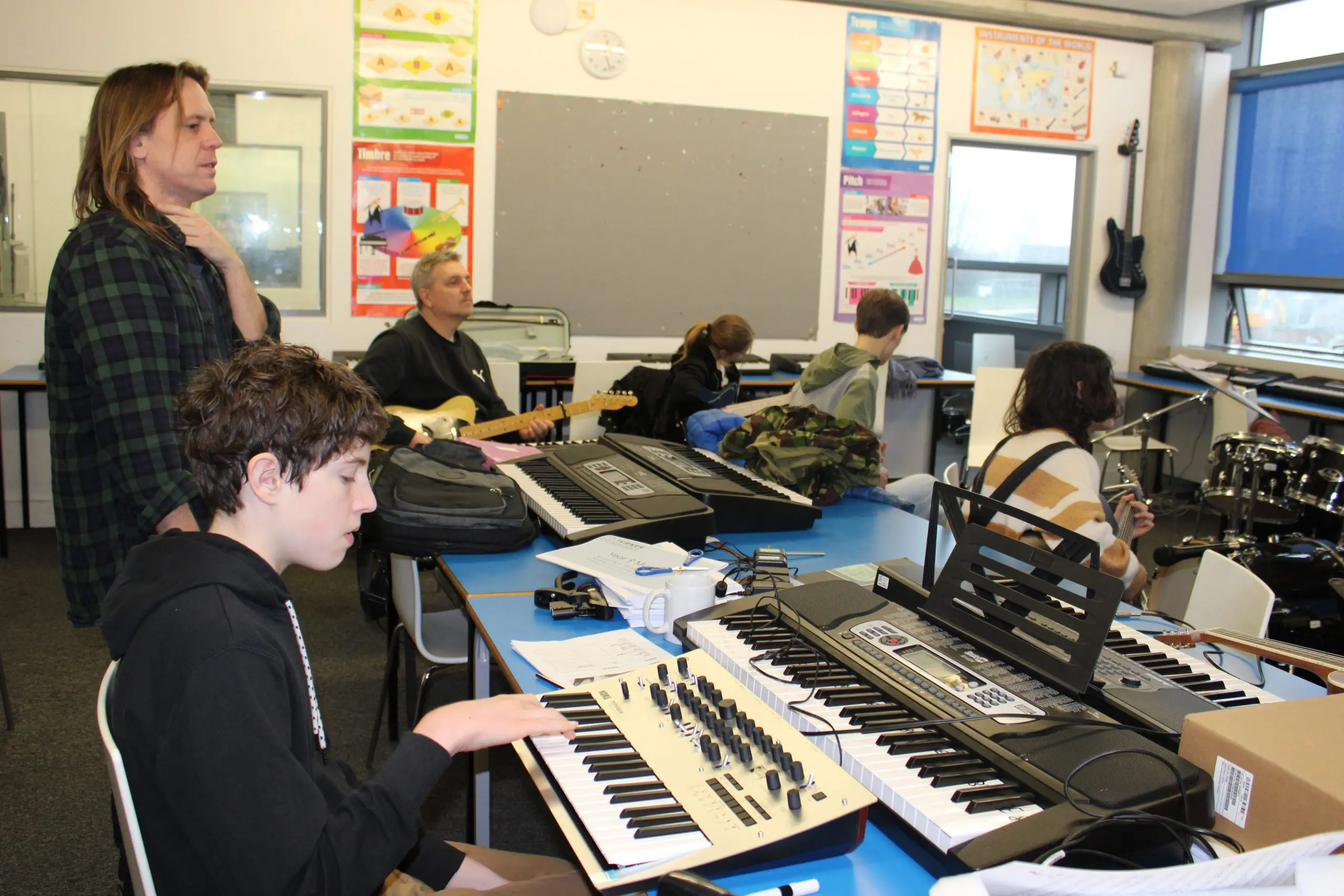 Folkestone Music Centre ensemble, Folkestone Music Lab students learning keyboards